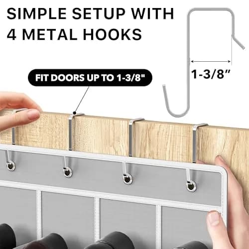 Simple Houseware 24 Pockets Clear Over the Door Shoe Organizer, Gray | 19" W x 64" H, 24 Clear Pockets, Holds 40 lbs thumbnail 3