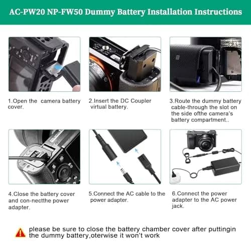 Gonin NP-FW50 Dummy Battery & AC-PW20 Adapter Kit for Sony ZV-E10 Cameras | Continuous Power Supply thumbnail 4