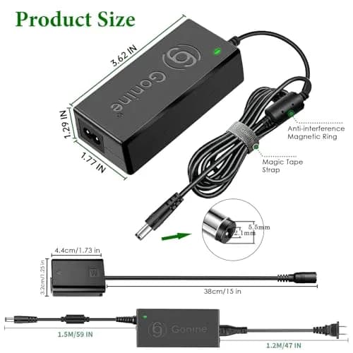 Gonin NP-FW50 Dummy Battery & AC-PW20 Adapter Kit for Sony ZV-E10 Cameras | Continuous Power Supply thumbnail 9