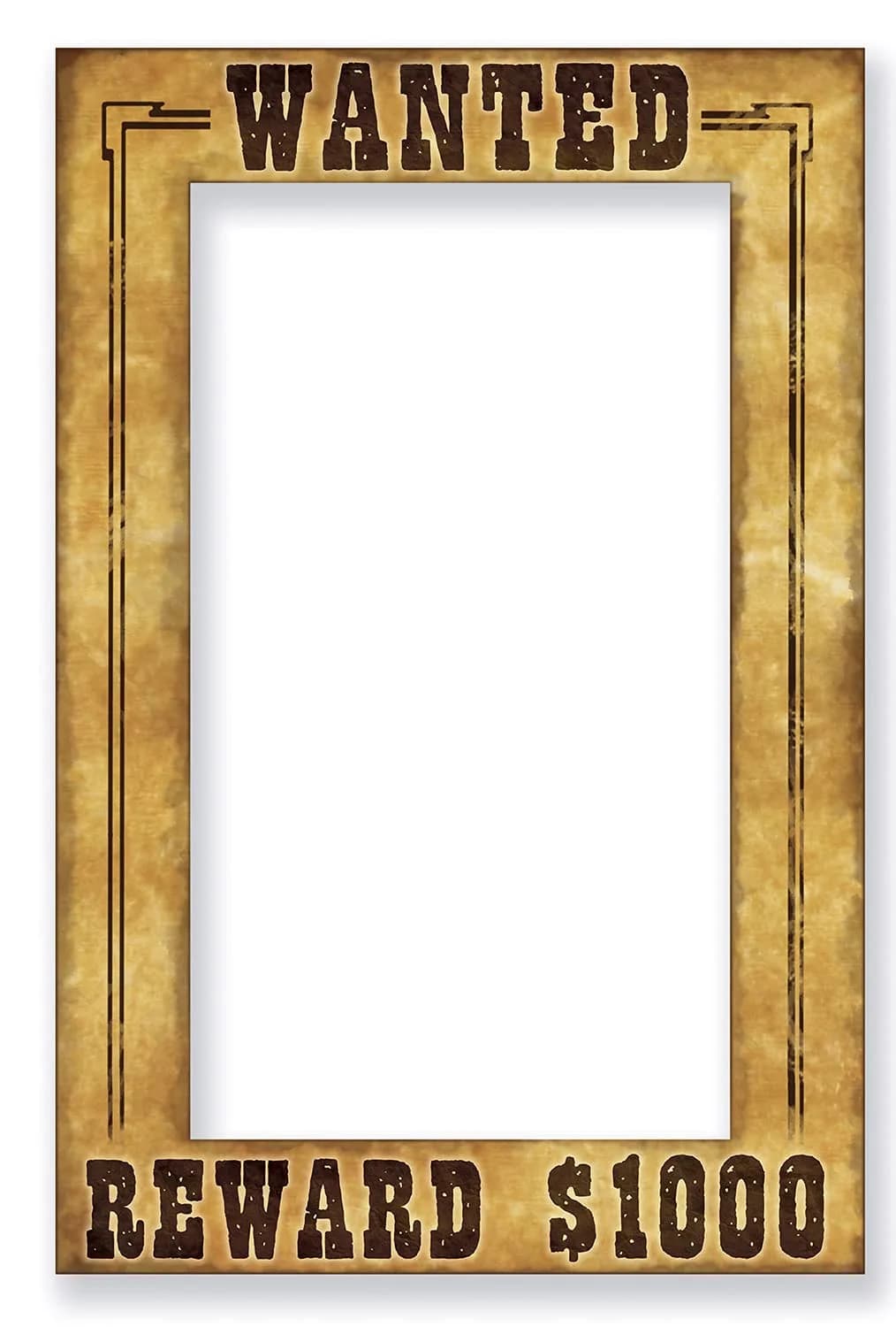 Beistle Western Wanted Photo Fun Frame – Lightweight Cardstock Paper for Wild West, Cowboy, Rodeo & Western-Themed Parties, 15.5" x 23.5"