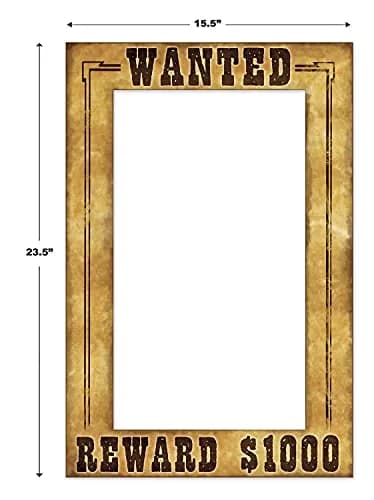 Beistle Western Wanted Photo Fun Frame – Lightweight Cardstock Paper for Wild West, Cowboy, Rodeo & Western-Themed Parties, 15.5" x 23.5" thumbnail 2
