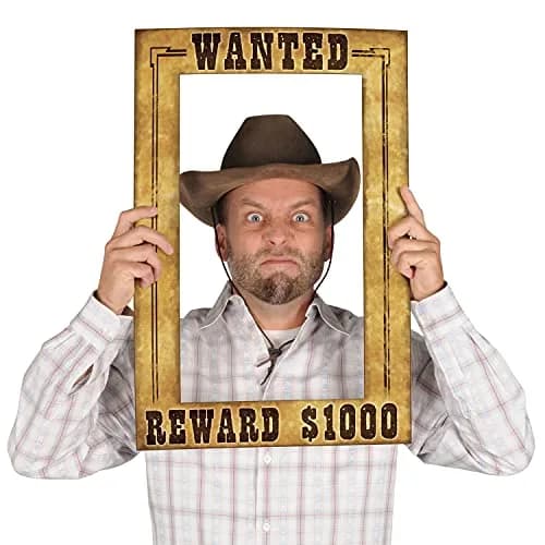 Beistle Western Wanted Photo Fun Frame – Lightweight Cardstock Paper for Wild West, Cowboy, Rodeo & Western-Themed Parties, 15.5" x 23.5" thumbnail 3
