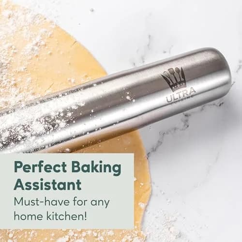 Ultra Cuisine French Rolling Pin for Baking –15.75-inch Large Roller Pin | Tapered Stainless Steel Control thumbnail 9
