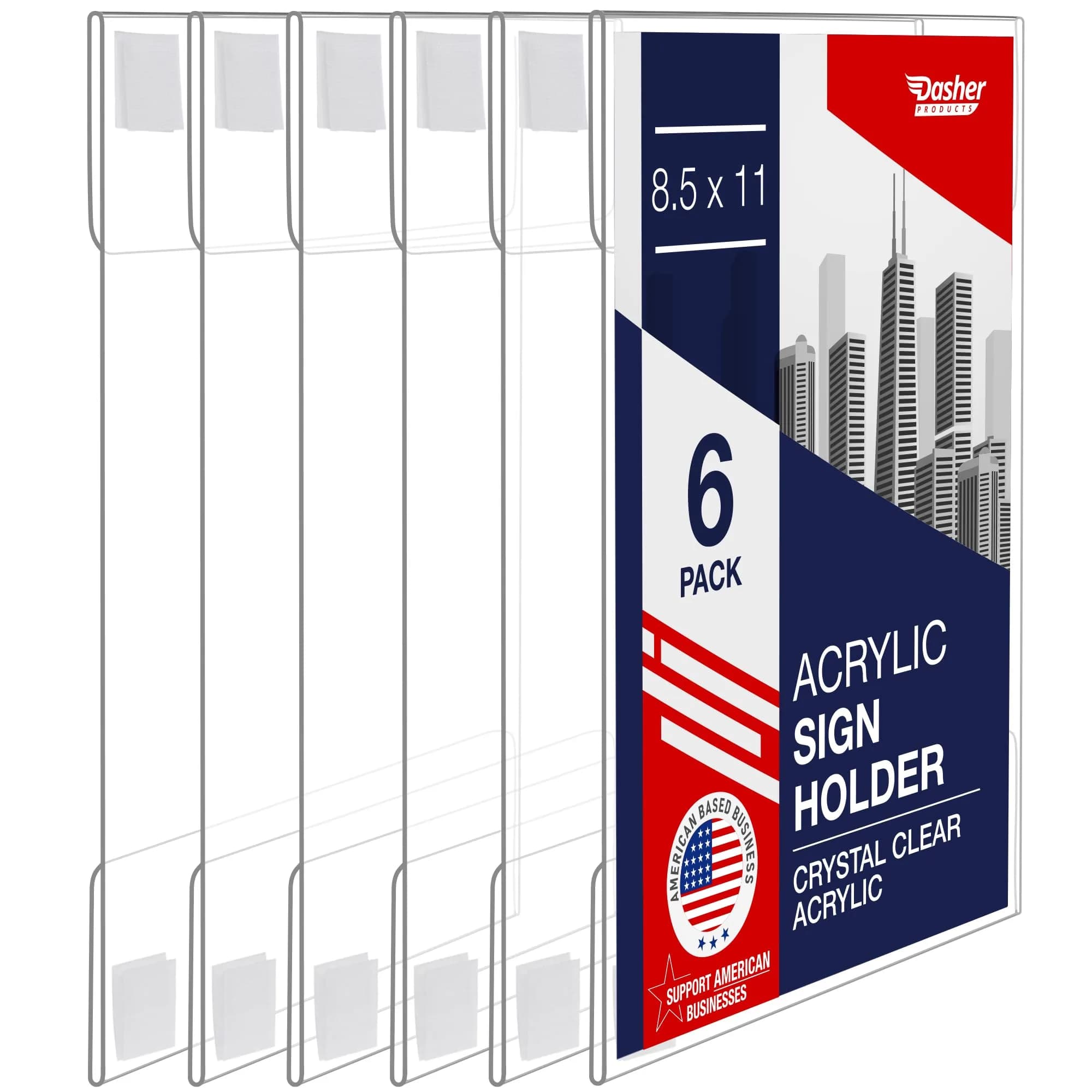 Dasher Products Acrylic Sign Holder with Hook & Loop, 8.5 x 11 inches | Wall Mount Frame for Home & Office - main product image