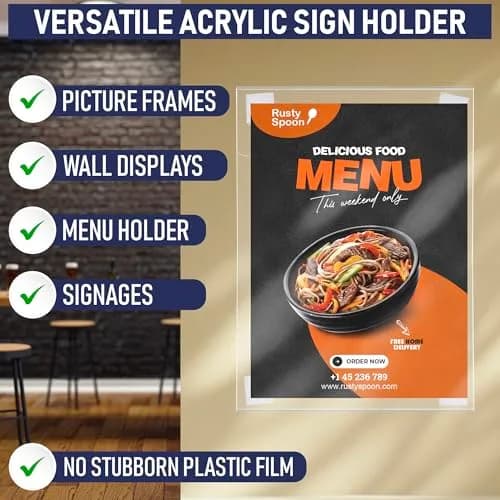 Dasher Products Acrylic Sign Holder with Hook & Loop, 8.5 x 11 inches | Wall Mount Frame for Home & Office thumbnail 6