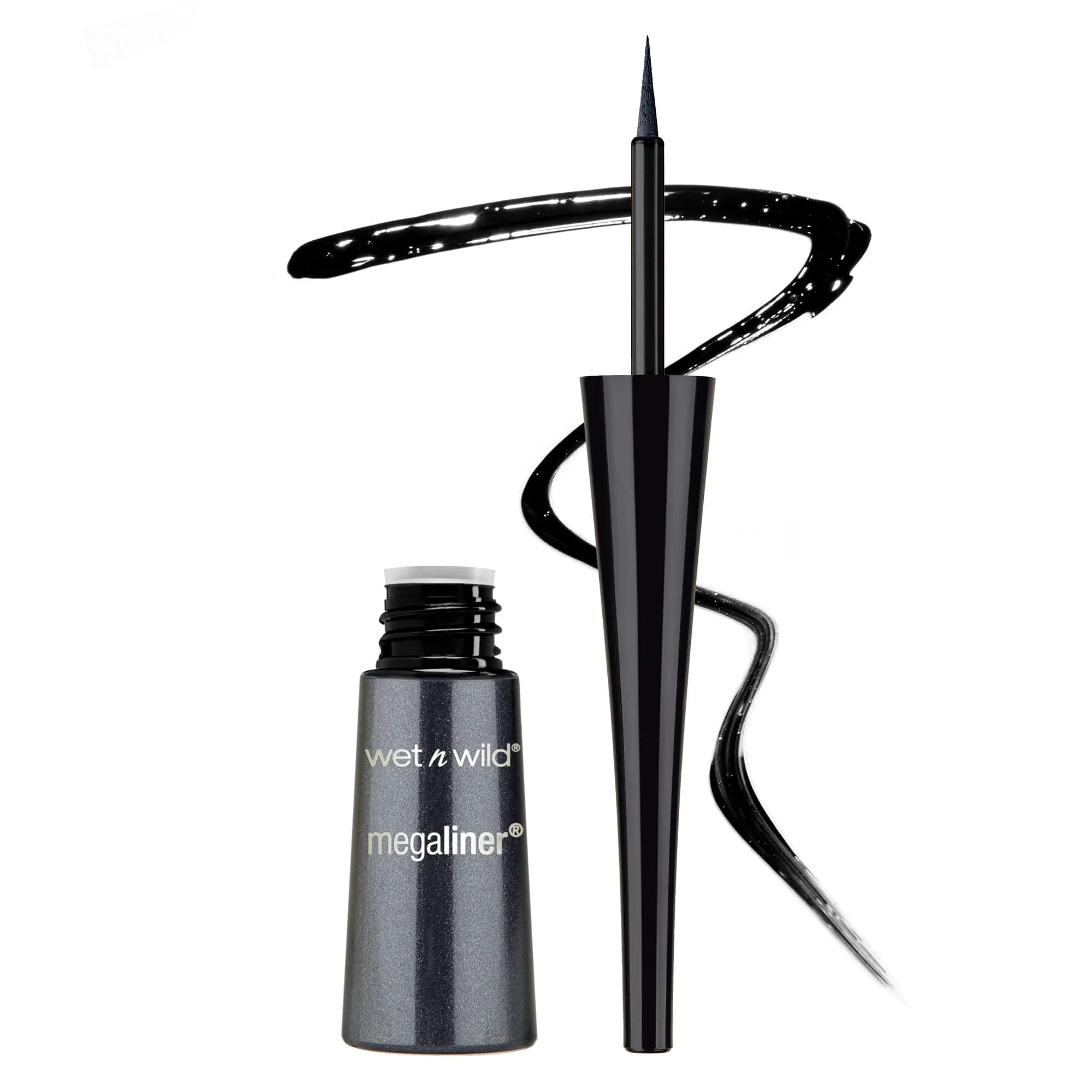 wet n wild MegaLiner Liquid Eyeliner - Black 3.5ml (0.11 Fl Oz) | High-Def Pigment for Defined Eyes - main product image