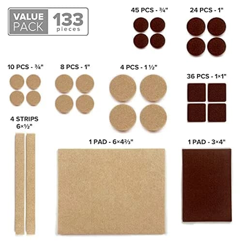 X-Protector Felt Furniture Pads 133 PCS (Brown & Beige) | Protect Hardwood, Laminate, Tile Floors thumbnail 5
