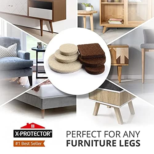 X-Protector Felt Furniture Pads 133 PCS (Brown & Beige) | Protect Hardwood, Laminate, Tile Floors thumbnail 2