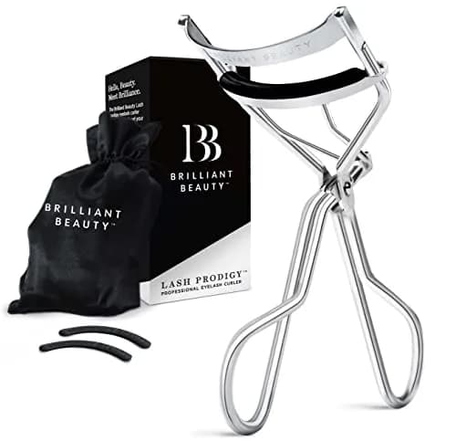 Brilliant Beauty Eyelash Curler with Satin Bag and Refill Pads | No Pinching, Dramatic Curl in Seconds thumbnail 1