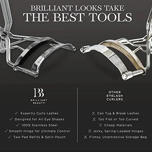 Brilliant Beauty Eyelash Curler with Satin Bag and Refill Pads | No Pinching, Dramatic Curl in Seconds thumbnail 5