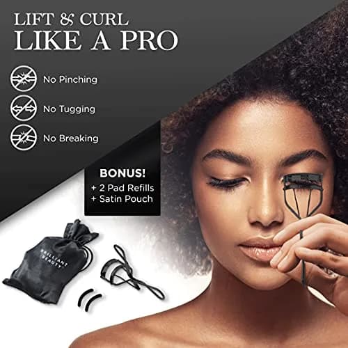 Brilliant Beauty Eyelash Curler - Stainless Steel, Satin Bag, 2 Refill Pads | Precise, Gentle, Reusable thumbnail 2