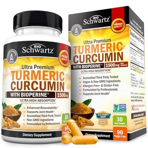 BioSchwartz Turmeric Curcumin with Black Pepper Extract 1500mg 90 Capsules | Supports Healthy Inflammatory Response thumbnail 1