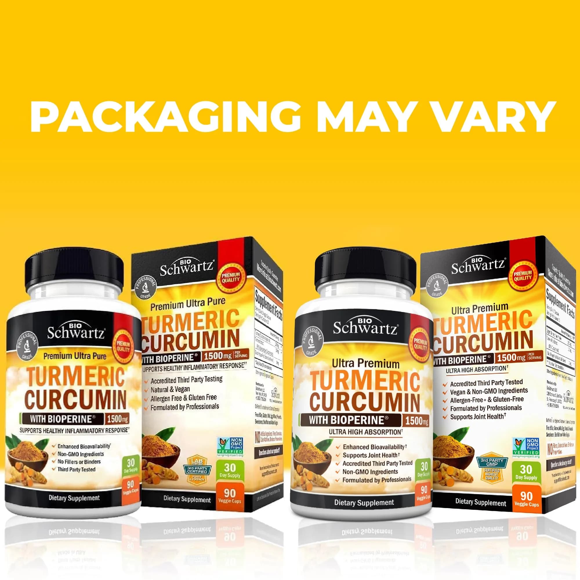 BioSchwartz Turmeric Curcumin with Black Pepper Extract 1500mg 90 Capsules | Supports Healthy Inflammatory Response - view 5