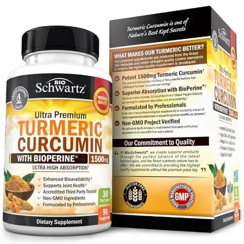 BioSchwartz Turmeric Curcumin with Black Pepper Extract 1500mg 90 Capsules | Supports Healthy Inflammatory Response thumbnail 6