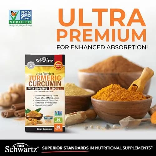 BioSchwartz Turmeric Curcumin with Black Pepper Extract 1500mg 90 Capsules | Supports Healthy Inflammatory Response thumbnail 2