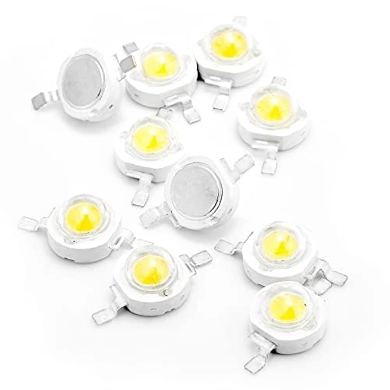 CHANZON 10pcs High Power LED Chip 3W RGB 4 pin Common Anode | Bright RGB LED Chips for DIY & Projects — A) Warm-white (3000k)