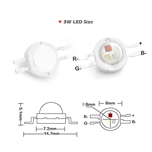 CHANZON 10pcs High Power LED Chip 3W RGB 4 pin Common Anode | Bright RGB LED Chips for DIY & Projects thumbnail 4