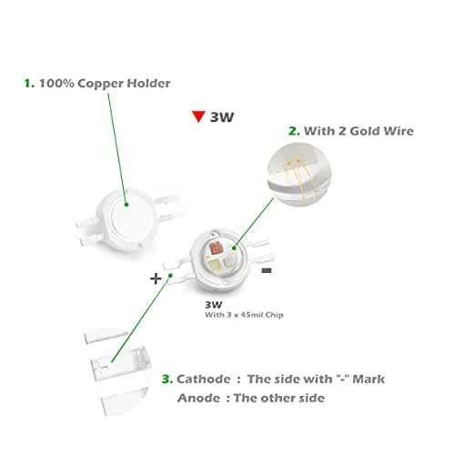 CHANZON 10pcs High Power LED Chip 3W RGB 4 pin Common Anode | Bright RGB LED Chips for DIY & Projects thumbnail 5