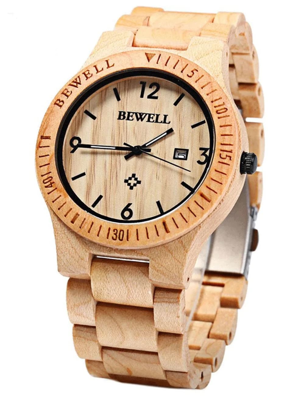 BEWELL ZS-W086B Men's Wooden Watch | 4.2 cm Case | 2.2 cm Band Width - main product image