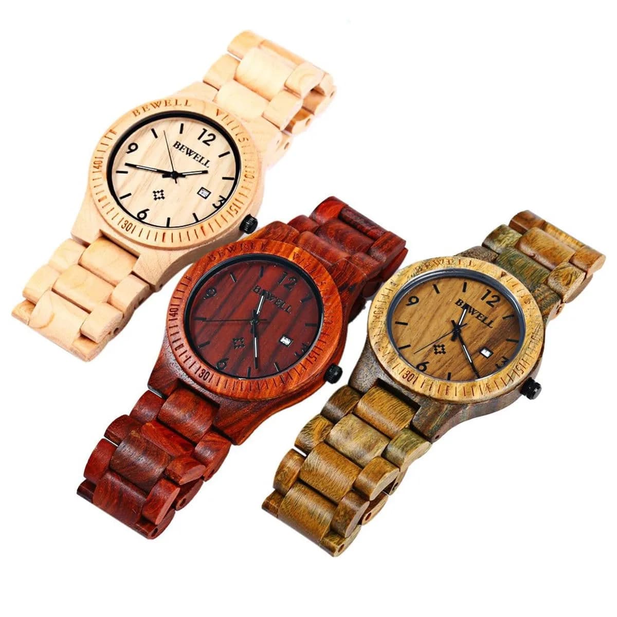 BEWELL ZS-W086B Men's Wooden Watch | 4.2 cm Case | 2.2 cm Band Width - view 8