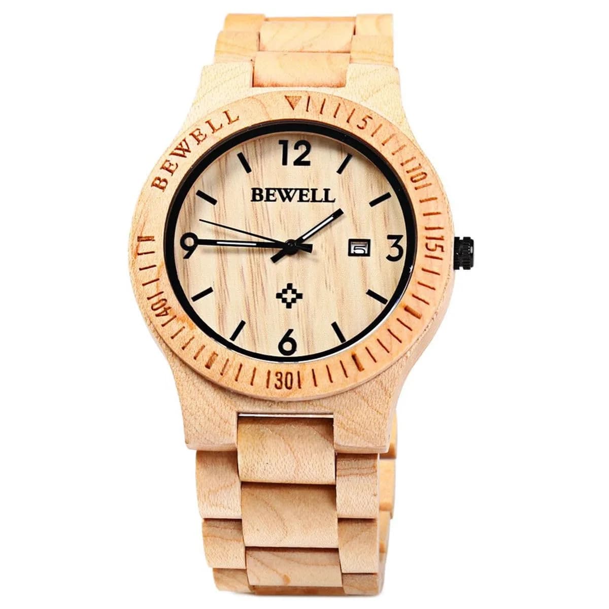 BEWELL ZS-W086B Men's Wooden Watch | 4.2 cm Case | 2.2 cm Band Width - view 2