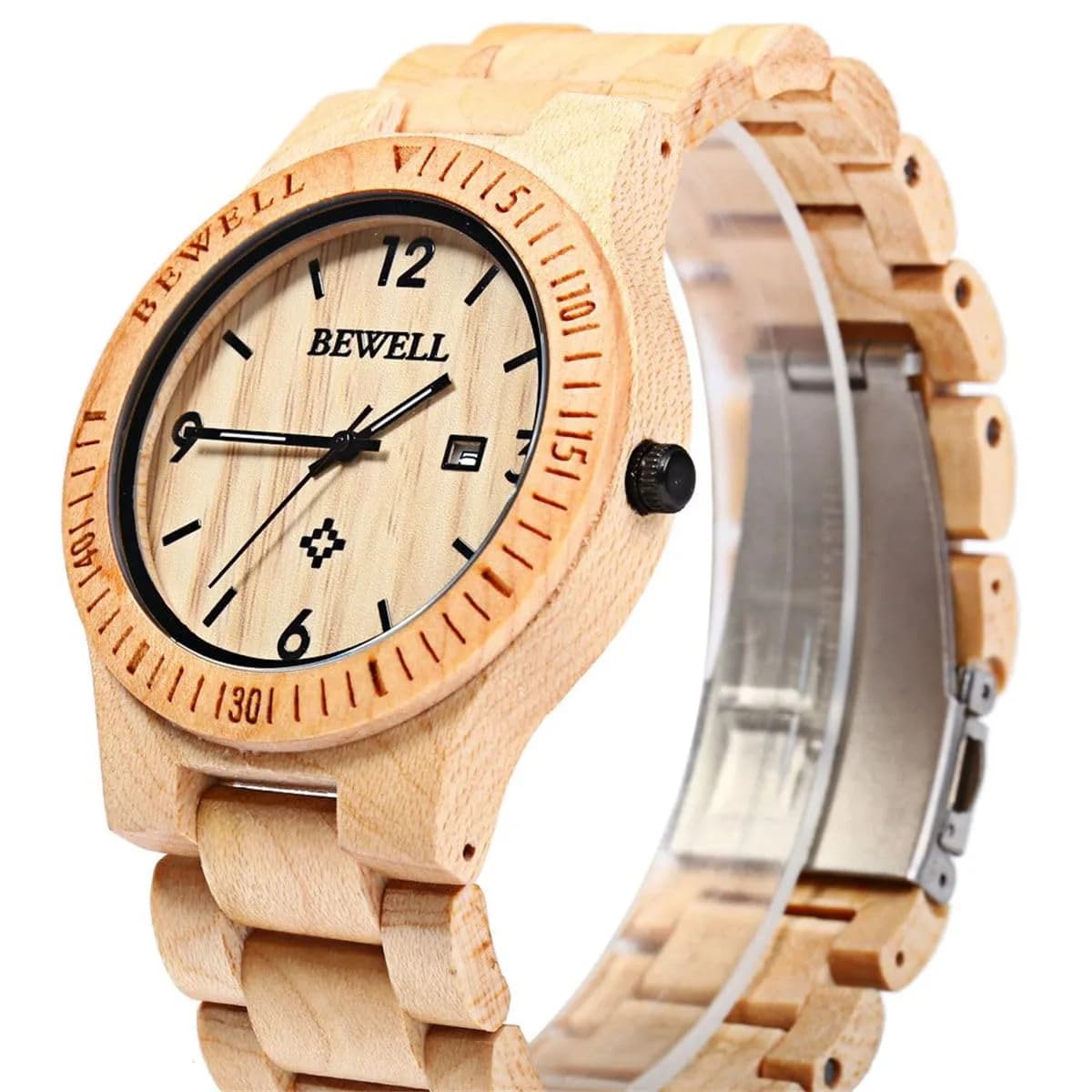 BEWELL ZS-W086B Men's Wooden Watch | 4.2 cm Case | 2.2 cm Band Width - view 3
