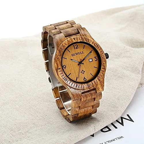 BEWELL ZS-W086B Men's Wooden Watch | 4.2cm Analog Quartz with Date Display thumbnail 4