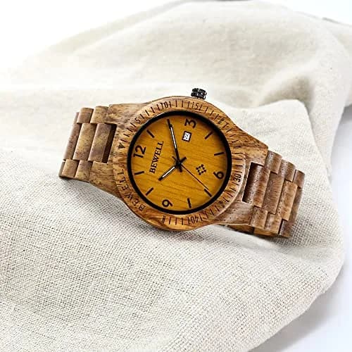 BEWELL ZS-W086B Men's Wooden Watch | 4.2cm Analog Quartz with Date Display thumbnail 5