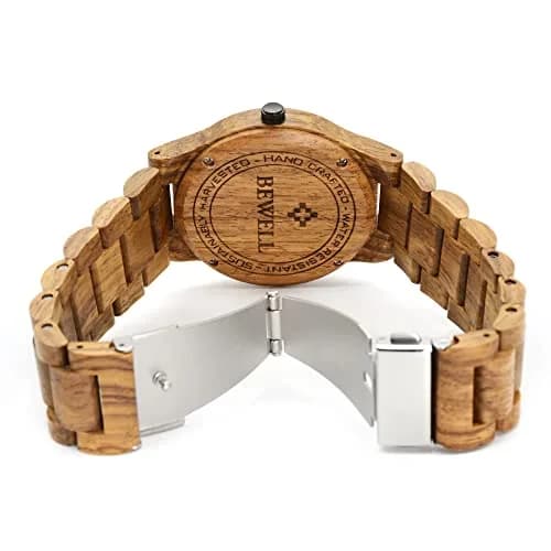 BEWELL ZS-W086B Men's Wooden Watch | 4.2cm Analog Quartz with Date Display thumbnail 6