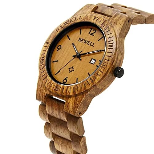 BEWELL ZS-W086B Men's Wooden Watch | 4.2cm Analog Quartz with Date Display thumbnail 3