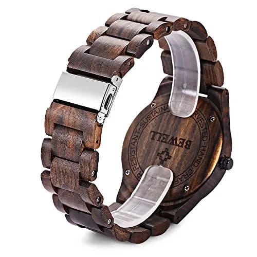 BEWELL ZS-W086B Men's Wooden Watch 4.2cm (1.65 inches) | Lightweight Analog Quartz Movement with Date thumbnail 4
