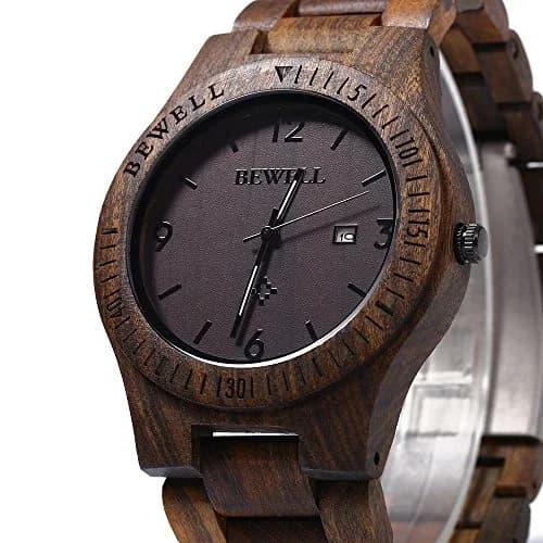BEWELL ZS-W086B Men's Wooden Watch 4.2cm (1.65 inches) | Lightweight Analog Quartz Movement with Date thumbnail 2