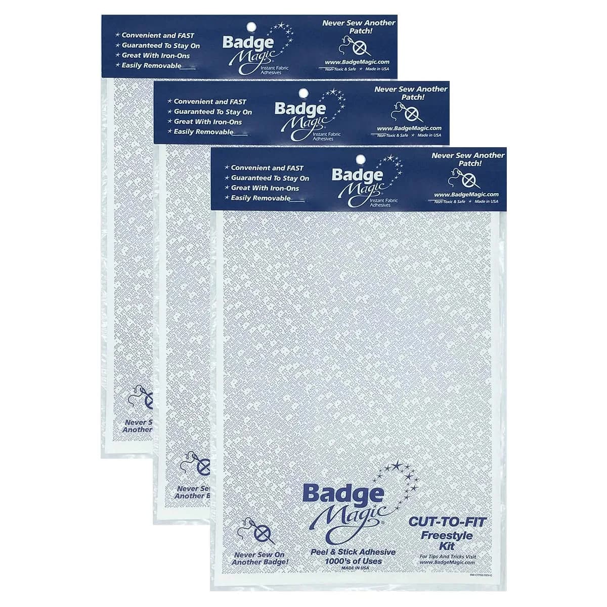 Badge Magic Patch Adhesive – No Sew, No Iron Fabric Tape for Patches & Badges (3 Sheets) | DIY Uniforms & Backpacks — 3 Sheets