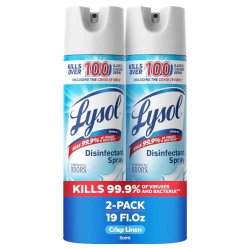 Lysol Disinfectant Spray Crisp Linen 19 Fl Oz (38 Fl Oz) | Kills 99.9% of Viruses & Bacteria — Linen