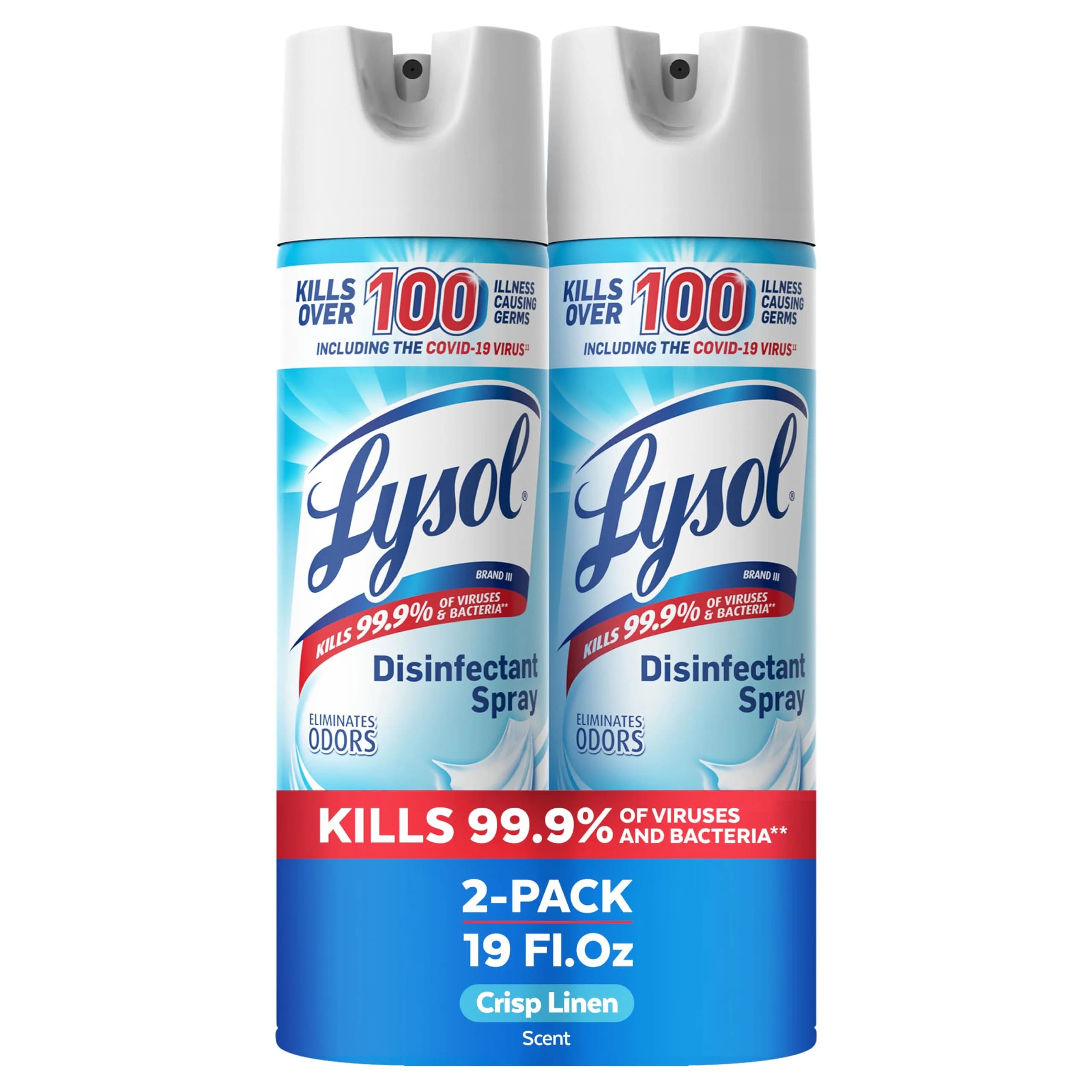 Lysol Disinfectant Spray Crisp Linen 19 Fl Oz (38 Fl Oz) | Kills 99.9% of Viruses & Bacteria - main product image