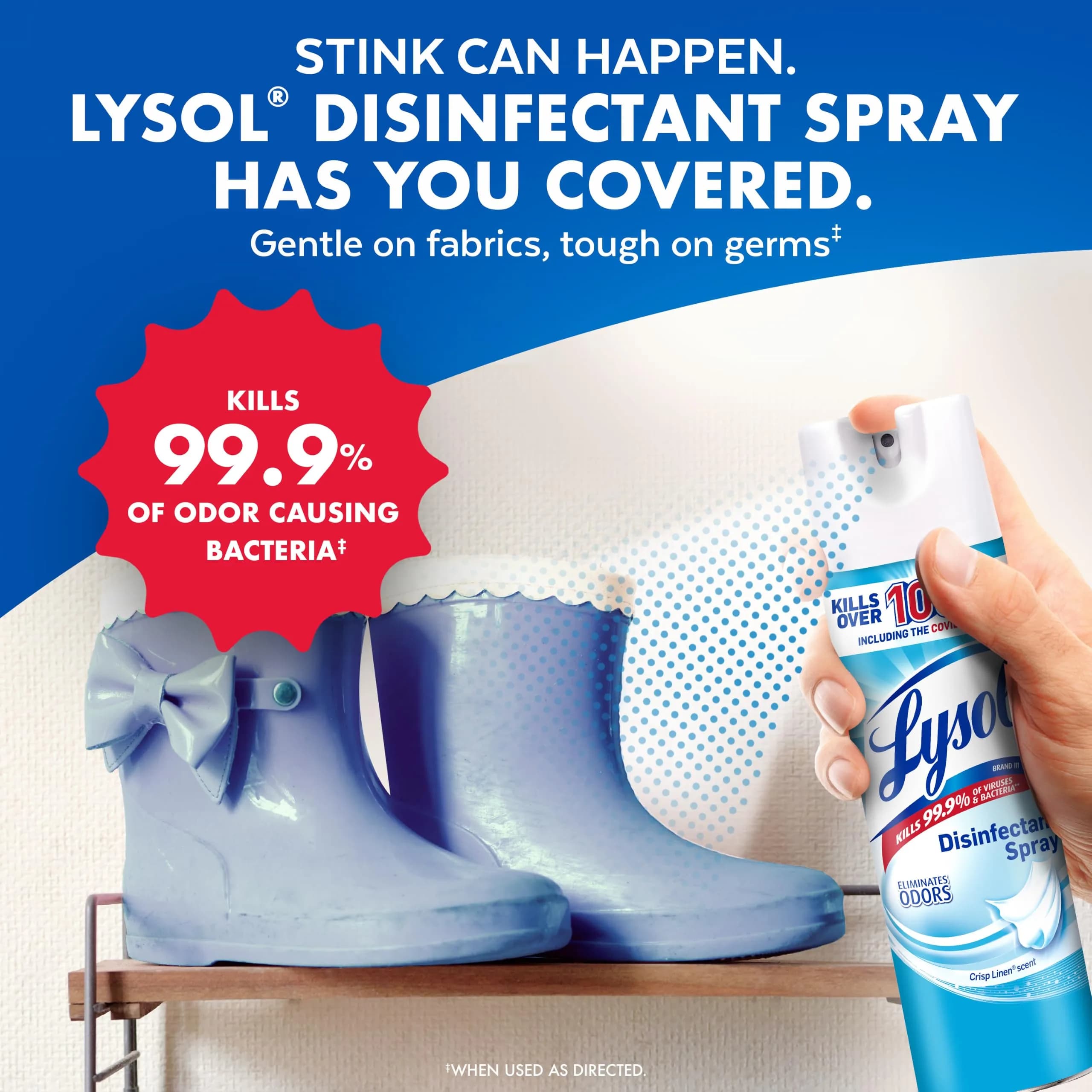 Lysol Disinfectant Spray Crisp Linen 19 Fl Oz (38 Fl Oz) | Kills 99.9% of Viruses & Bacteria - view 8