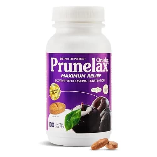 Prunelax Ciruelax Maximum Relief Laxative Tablets with Natural Senna for Occasional Constipation, Senna Extract, Vegan & Gluten-Free, Gentle Overnight Relief - 100ct thumbnail 1