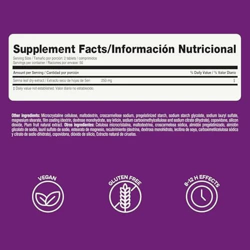 Prunelax Ciruelax Maximum Relief Laxative Tablets with Natural Senna for Occasional Constipation, Senna Extract, Vegan & Gluten-Free, Gentle Overnight Relief - 100ct thumbnail 9