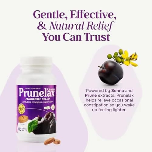 Prunelax Ciruelax Maximum Relief Laxative Tablets with Natural Senna for Occasional Constipation, Senna Extract, Vegan & Gluten-Free, Gentle Overnight Relief - 100ct thumbnail 2