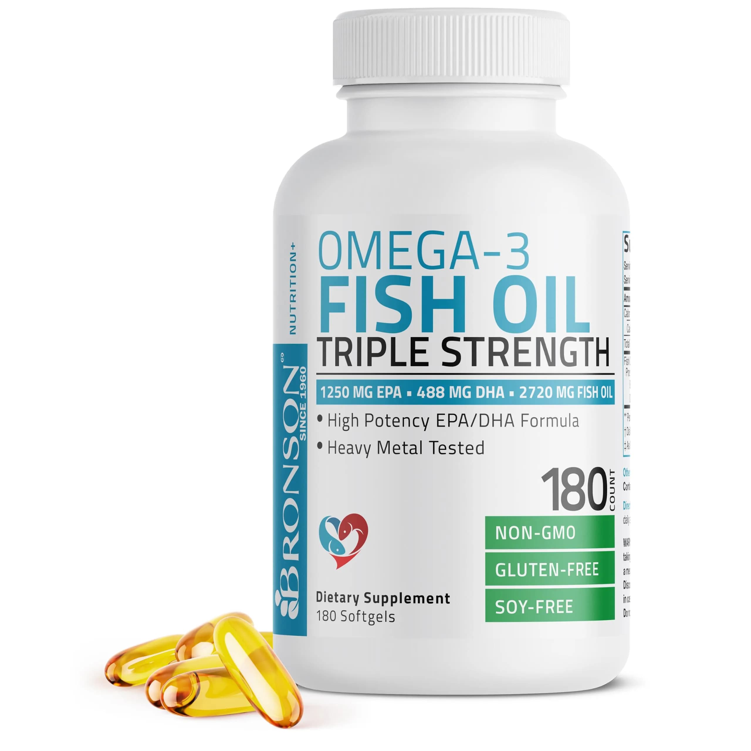 Bronson Omega-3 Fish Oil High EPA/DHA Triple Strength 2720 mg | Supports Heart & Brain Health