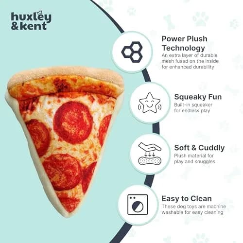 Huxley & Kent Power Plush Squeaky Dog Toy, Pup-Eroni Pizza, Small | Soft & Tough Plush for Play & Snuggle thumbnail 4