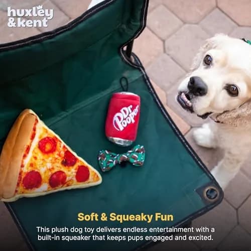 Huxley & Kent Power Plush Squeaky Dog Toy, Pup-Eroni Pizza, Small | Soft & Tough Plush for Play & Snuggle thumbnail 6