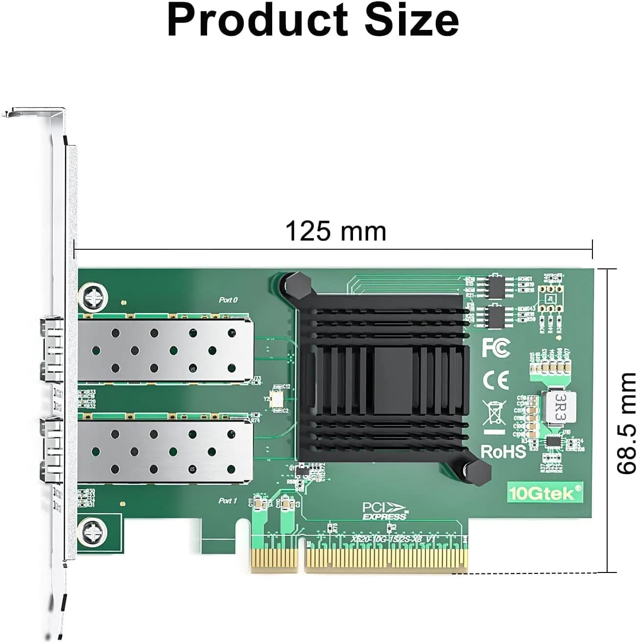 10Gtek Dual SFP+ Port 10Gb PCI-E NIC Network Card with Intel 82599ES Controller | PCIe X8 Lane Adapter - view 4
