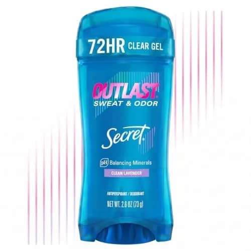 Secret Outlast Antiperspirant Deodorant for Women, 72hr Sweat & Odor Protection, Clear Gel, Clean Lavender Scent, 75g (2.6 oz) thumbnail 1