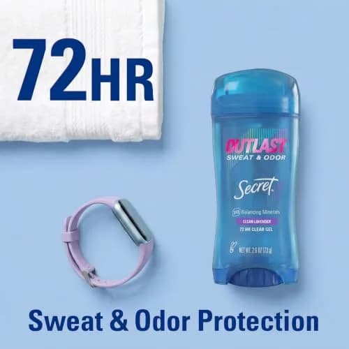 Secret Outlast Antiperspirant Deodorant for Women, 72hr Sweat & Odor Protection, Clear Gel, Clean Lavender Scent, 75g (2.6 oz) thumbnail 4