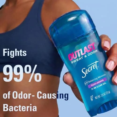Secret Outlast Antiperspirant Deodorant for Women, 72hr Sweat & Odor Protection, Clear Gel, Clean Lavender Scent, 75g (2.6 oz) thumbnail 3