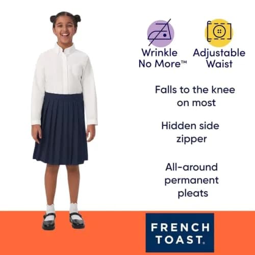 French Toast Girls' Adjustable Waist Mid Length Pleated Skirt, Navy, 12 Plus | Classic School Uniform for Girls thumbnail 4