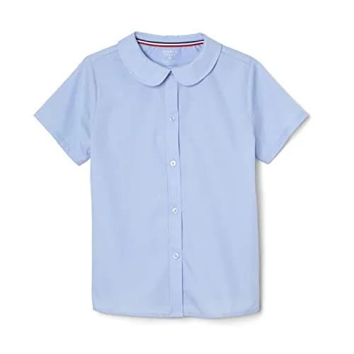 French Toast Girls' Short Sleeve Peter Pan Collar Blouse, Light Blue, Size 8 | Breathable Cotton-Blend for School & Casual Wear thumbnail 1