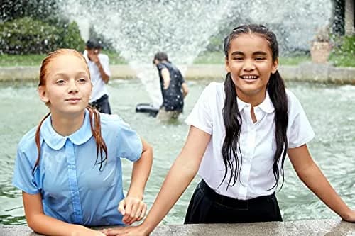 French Toast Girls' Short Sleeve Peter Pan Collar Blouse, Light Blue, Size 8 | Breathable Cotton-Blend for School & Casual Wear thumbnail 2