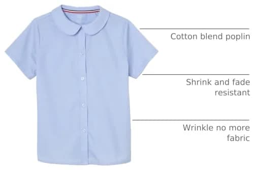 French Toast Girls' Short Sleeve Peter Pan Collar Blouse Light Blue 14 | Breathable Cotton-Blend for School & Casual Wear thumbnail 4